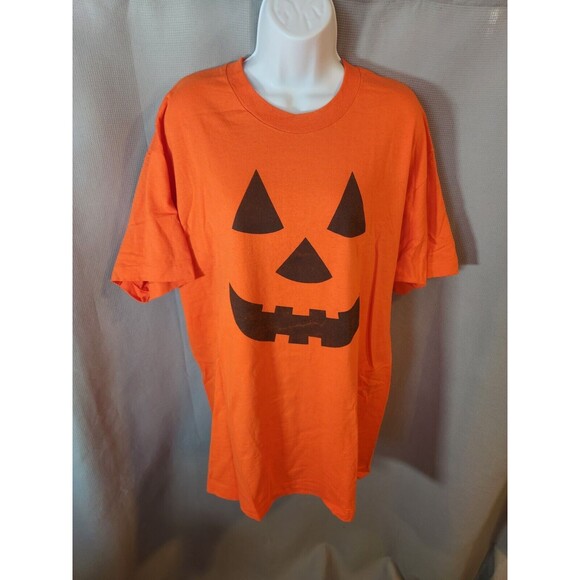 Fruit of the Loom Other - Halloween‎ T-Shirt Adult XL Orange Fruit Of The Loom Pumpkin Face Single Stitch
